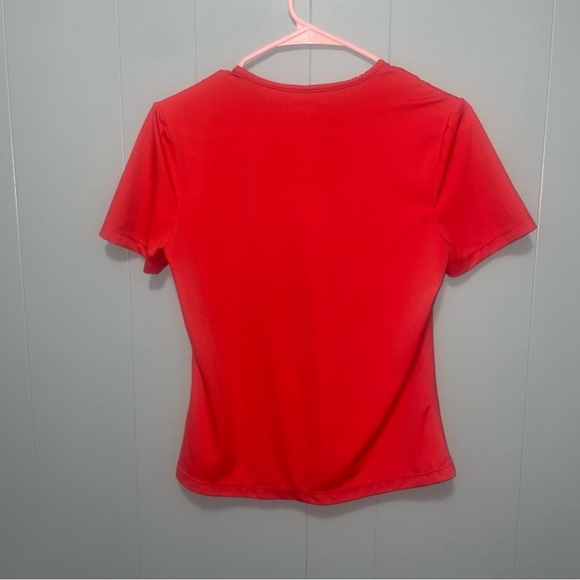 Vintage Giorgio Fiorelli Red V Neck Nylon Short Sleeve Shirt Small - Picture 4 of 4